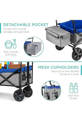 Festival Trolley With Removable Canopy & Side Basket, Collapsible Utility Cart For Garden