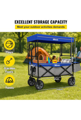 Festival Trolley With Removable Canopy & Side Basket, Collapsible Utility Cart For Garden