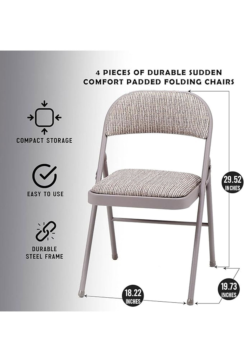 Folding Chairs Padded Fabric Seat
