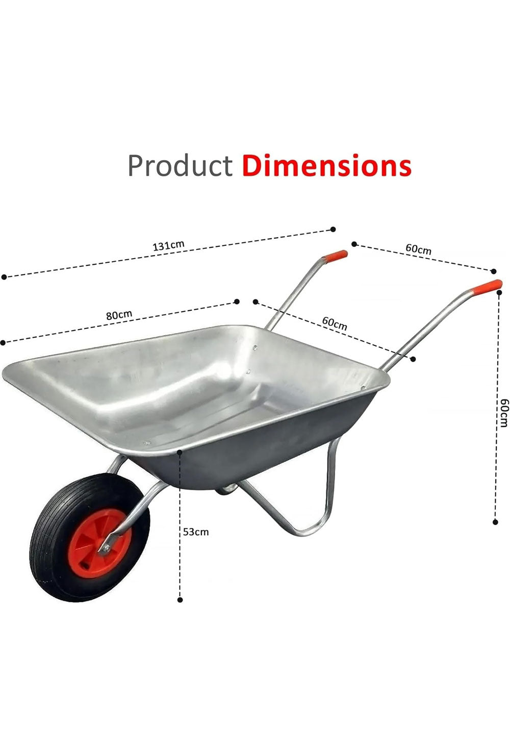 Wheelbarrow Heavy Duty Galvanised  80L Capacity