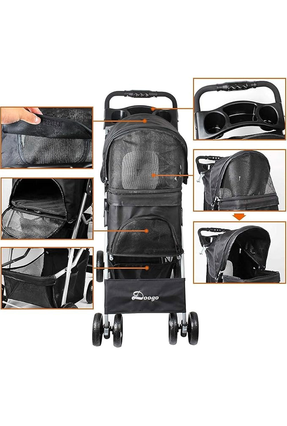 Pet Stroller with Rain Cover
