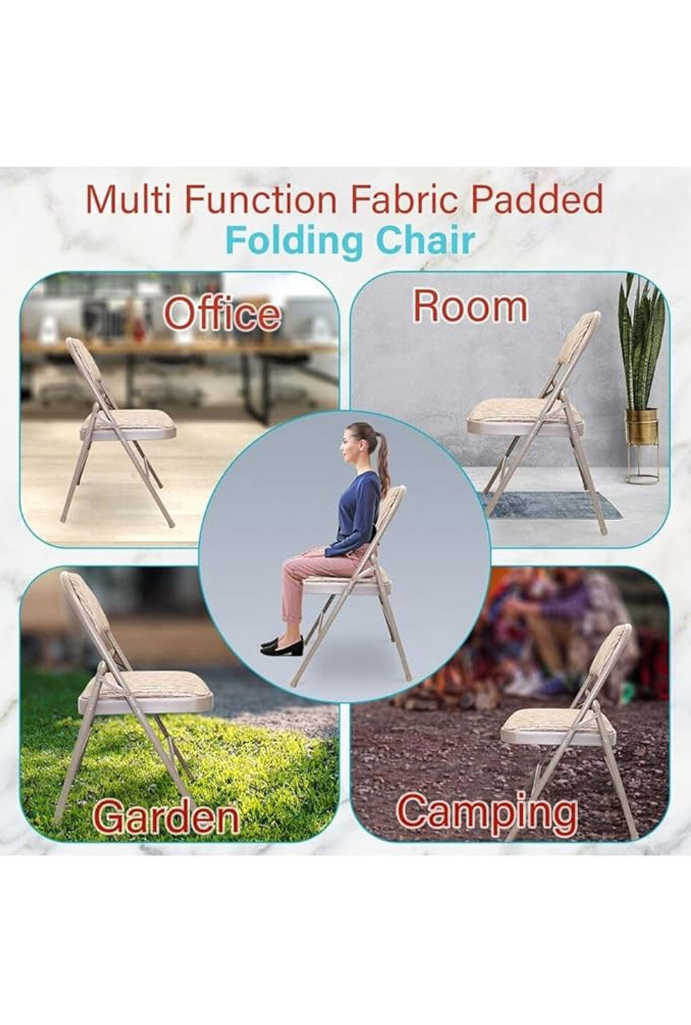 Folding Chairs Padded Fabric Seat