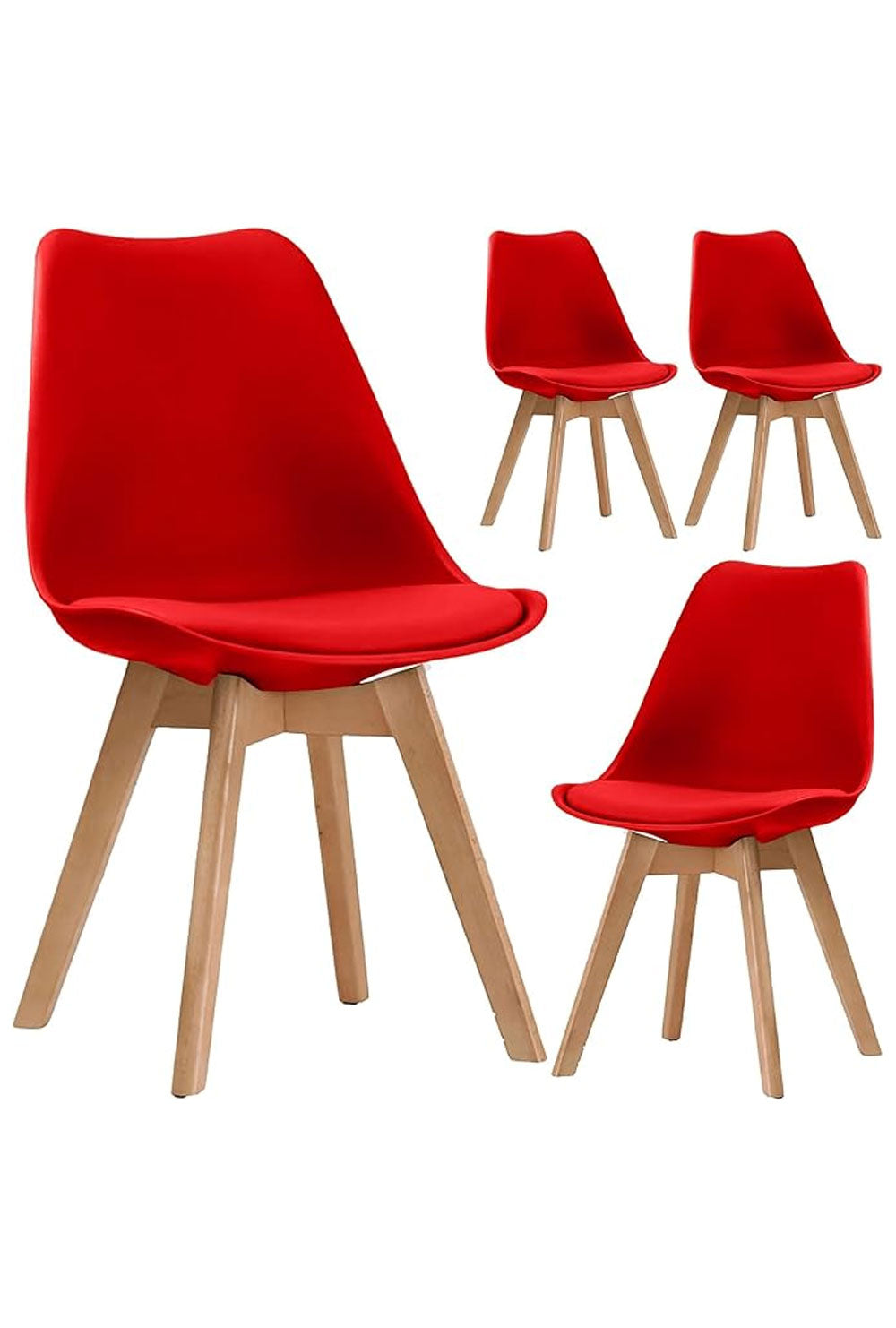 Dining Chairs Wooden Legs Soft Cushioned Pad Seat