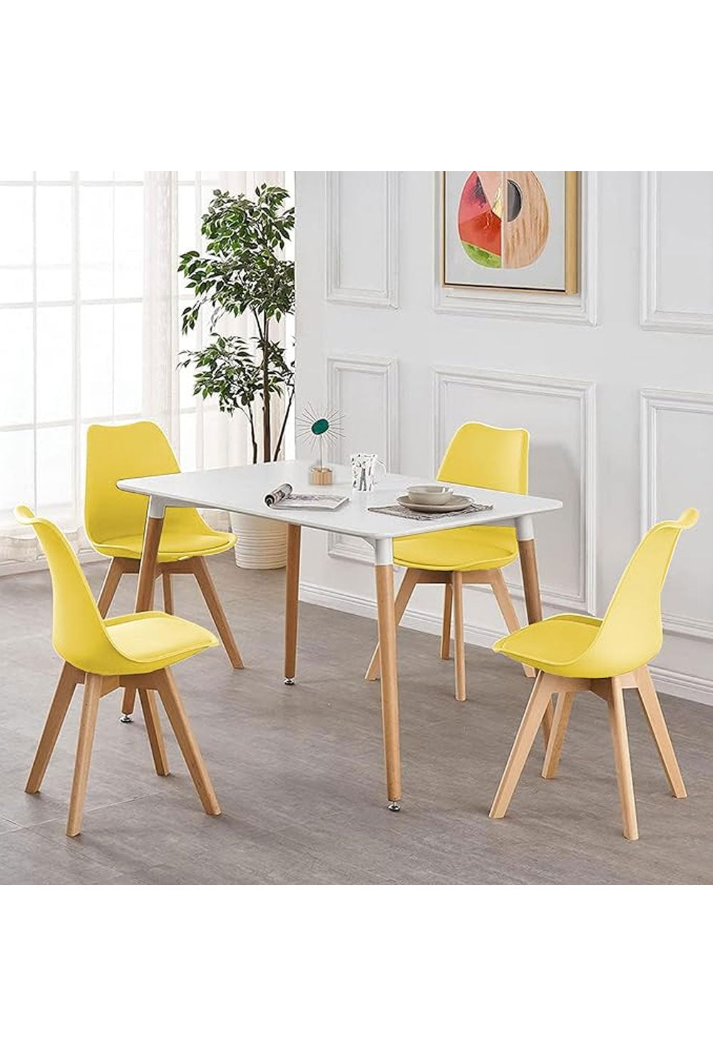 Modern Design Tulip Retro Lounge Chair And Rectangular Kitchen Table With Solid Wooden Legs